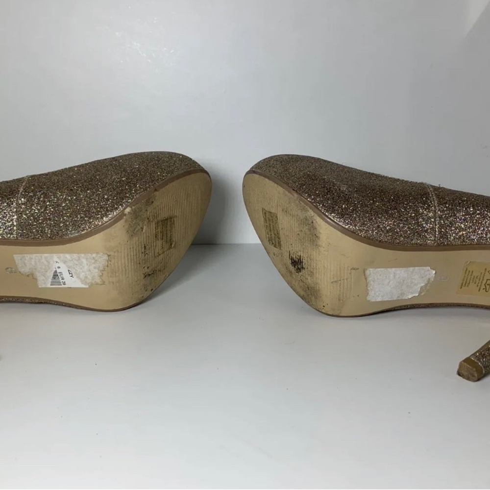Dorothy Perkins Gold Stiletto Shoes High Heel Court Shoes Sparkly EU39 UK Size 6 - Picture 7 of 9